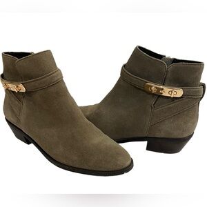 Coach Coleen Bootie Brown/Green  Ankle Boots with Gold Hardware